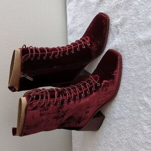 Sam Edelman red velvet westie boots